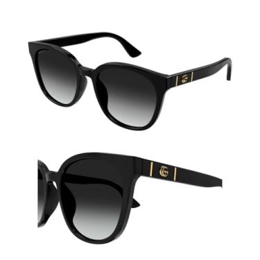 Imagem de Gucci GG1122SA Óculos de sol com logotipo GG Ruunning em formato de olho de gato com kit de óculos de luxo eSHADES, Preto, 56mm