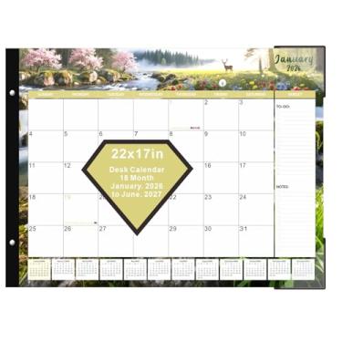 Imagem de SIRUIFEN Calendário de mesa grande 2025-2026, 56 x 43 cm, agenda de 18 meses, janeiro de 2026 a junho de 2027, calendário de mesa 2026, com capa de plástico, calendário de planejamento mensal adequado