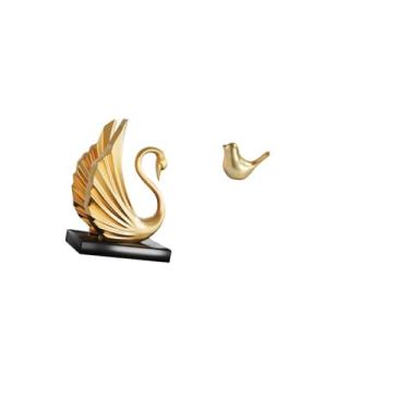 Imagem de Fenteer Estatueta de Pássaro Cisne, Escultura de Arte Moderna, Coleção de Estátuas Decorativas para Sala de Estar, Armário de Mesa, Escritório, Lareira, Decor