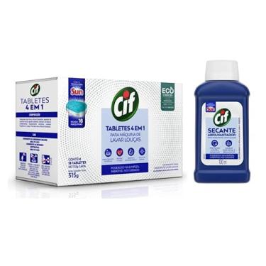 Imagem de Kit para Máquina de Lavar Louças, Tabletes 4 em 1 com 18 Unidades 315g e Secante Abrilhantador 100ml, Limpeza Poderosa
