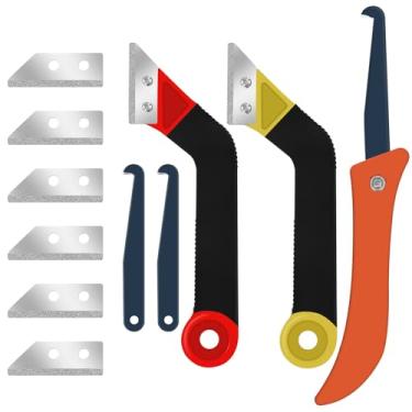 Imagem de yeloumiss 11 kit de ferramentas de remoção de argamassa, 2 serras de argamassa com 6 lâminas extras, 1 serra manual de bônus, 2 lâminas de limpeza, perfeitas para limpeza e reparo de lacunas de
