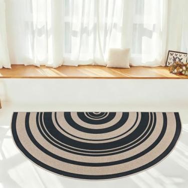 Imagem de Lacomfy Easy Jute Tapete de 7 x 1,5 m, meio redondo, arco-íris para entrada de quarto de fazenda, meio círculo, antiderrapante, fino, neutro, para sala de estar, pátio, quarto de crianças, cozinha