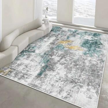 Imagem de Tapete abstrato com estampa de tinta lavada para sala de estar, quarto, sala de estar, tapete grande, antiderrapante, lavável, decoração para casa, tapete felpudo para porta de entrada (tapete pe