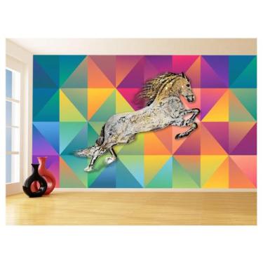 Imagem de Papel De Parede 3D Animais Pop Art Cavalo Cores 3,5M Pxa321 - Você Dec
