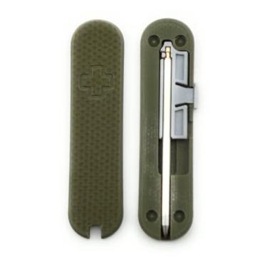 Imagem de Balanças G10 personalizadas para canivete suíço de 58 mm | Capas de cabo texturizadas com slots para caneta, pinça e palito de dente | Durável, leve e atualização premium para canivete suíço (verde