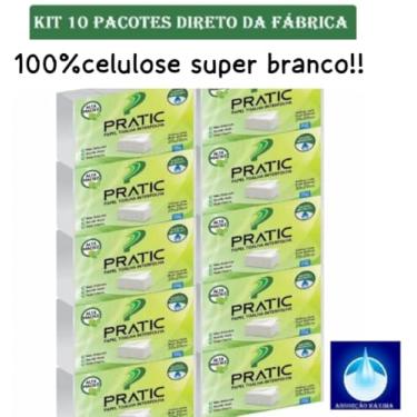 Imagem de PRATIC Papel Toalha Interfolha, 100% Celulose Super Branco, Kit 10 Pacotes