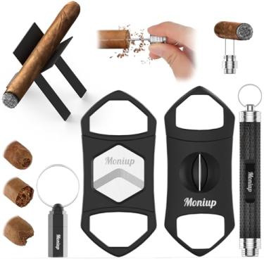 Imagem de Conjunto de acessórios de charutos multifuncionais 5 em 1, com corte em V e guilhotina 2 cortadores de charutos, suporte para charutos, perfurador, ferramenta de aprimoramento de desenho de charutos 2