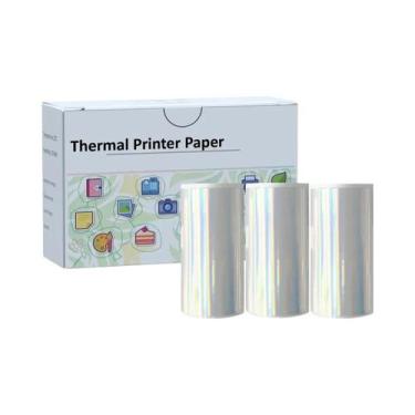 Imagem de Adesivos De Papel Térmico Holográfico Prata 53mm Para Impressoras Mini