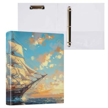 Imagem de Blueangle Pasta grande de 3 anéis com prancheta e 2 bolsos - Organizador de documentos decorativos de 3 cm para escritório, suprimentos de reunião (609)