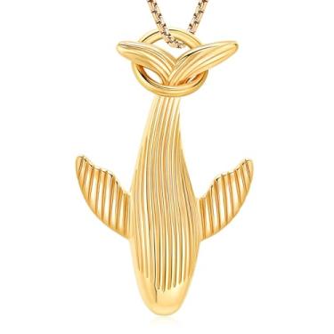 Imagem de Colar de urna de cremação de baleia para mulheres e homens, colar com pingente de cinzas de peixe do oceano e presente, one size, Aço inoxidável, Zircônia cúbica