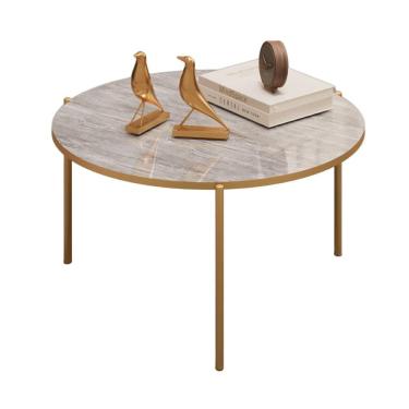 Imagem de Mesa De Centro Redonda 69 Cm Cleia Quartzo Dourado Dj Moveis