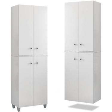 Imagem de Armário Multiuso Organizador Prateleira Suspenso Pés Decoração Sala Quarto Lavanderia Cozinha (Branco)