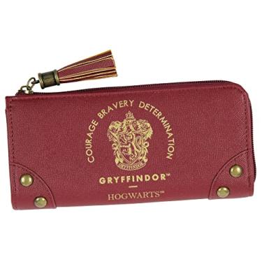 Imagem de Bioworld Harry Potter Wallet Designer Hogwarts Houses Zipper Clutch Faux Leather Wallet For Women, Gryffindor, One SizeL8