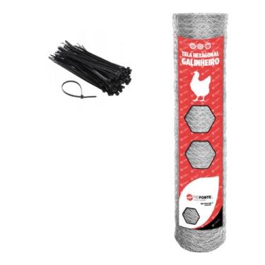 Imagem de Tela Hexagonal Galvanizada 1,50 Alt X 50 Comp Fio 23 Para Galinheiro Multiuso Acompanha Brinde FioForte.