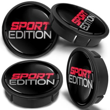 Imagem de SkinoEu 4 x 60 mm ABS Car Alloy Wheel Center Universal Rims Hub Center Caps Auto Tuning Logo Emblem Sport Edition Preto Prata Vermelho CX 26