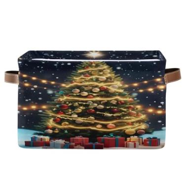 Imagem de Wassud Cesto organizador dobrável de lona dobrável com alças para árvore de Natal mágica para armário, banheiro e decoração de casa, 1 pacote