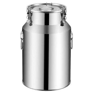 Imagem de Balde de aço inoxidável, barril de transporte de leite fermentador grande capacidade recipiente de armazenamento de óleo barril de armazenamento de grãos, 68L (42L
