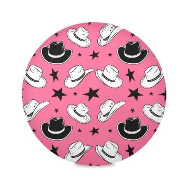 Imagem de Wassud Jogo americano chapéus pretos e brancos tapetes de mesa redondos para cozinha e jantar tapetes laváveis resistentes ao calor decoração de mesa 39 cm