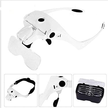 Imagem de uhyOHF Lupa de cabeça, lupa iluminada para montagem na cabeça, lupa recarregável por USB com luzes de LED, lupa de manutenção para leitura