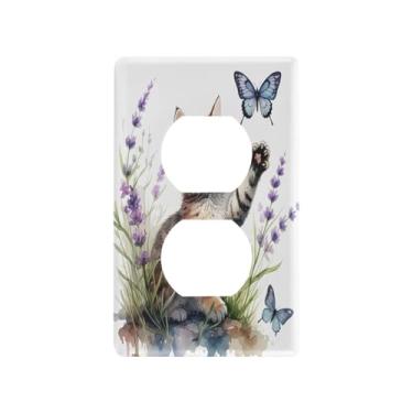 Imagem de Wassud Playful Kitten Light Switch Cover Plate Decorativa para Tomadas Elétricas Duplex 4,53 x 2,76 polegadas