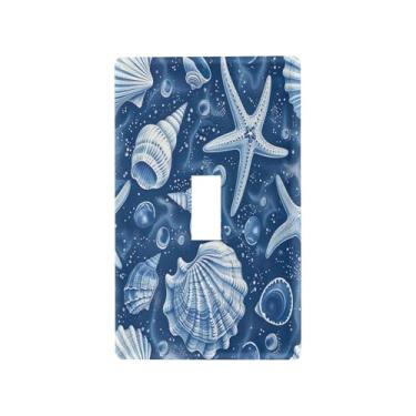 Imagem de Wassud Seashells Art Pattern Light Switch Cover Plate Decorative Outlet Covers Placa de parede para tomadas elétricas Interruptor único 4,53 x 2,76 polegadas