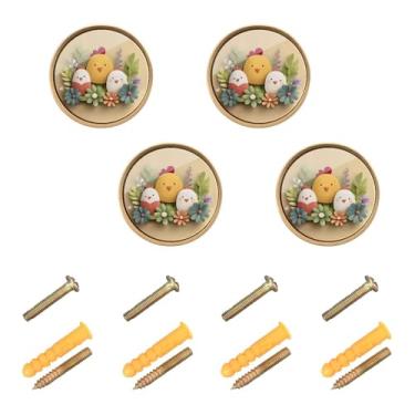 Imagem de CEBUGI Conjunto de 4 puxadores de armário redondos de ovos fofos com parafusos puxadores de armário de cozinha para gaveta, porta, guarda-roupa, cômoda