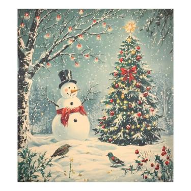 Imagem de STAYTOP Capa magnética para máquina de lavar louça, boneco de neve, pássaros e árvore de Natal, 58 x 66 cm, capa decorativa para geladeira para porta frontal, adesivo, máquina de lavar, painel de