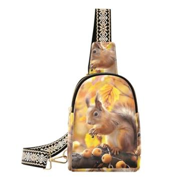 Imagem de CEBUGI Bolsa tiracolo feminina pequena de couro esquilo pochete para caminhadas, viagens ao ar livre