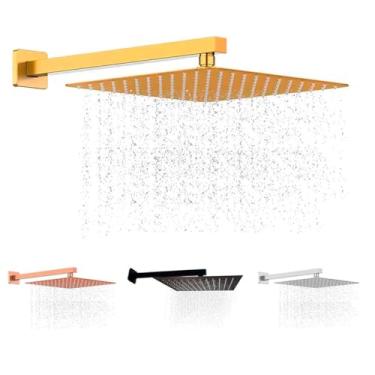 Imagem de Kit Ducha Inox Chuveiro 25x25 Cm Slim 0,8mm + Cano 40 Cm (Prataa)