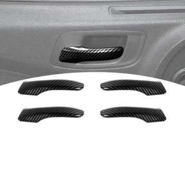 Imagem de PDKLIN Para puxador interno de porta do carregador, adequado para Dodge Charger/Chrysler 300C 2011-2023, acessórios interiores de fibra de carbono preta, 4 peças
