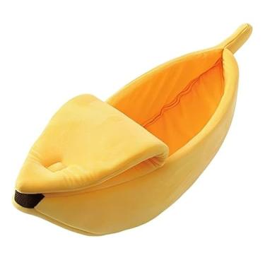 Imagem de Cama Caminha Pet Banana Pelúcia Portátil Confortável para Cachorro e Gato Casinha Almofada Soft para seu Animal