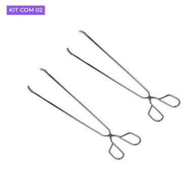 Imagem de Kit 2 Pinça de Churrasco em Aço Inox Pegador de Carnes, Linguiças, Leg
