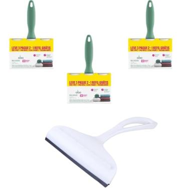 Imagem de Kit 2 Rodo de pia Branco e 3 Rolo Adesivo Tira Pelos com 2 Refis