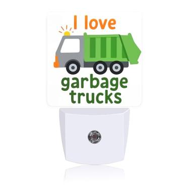 Imagem de Luz noturna I Love Garbage Trucks, luzes noturnas conectadas à parede com sensor de crepúsculo ao amanhecer, luz noturna para decoração de quarto feminino, masculino, corredor, cozinha, banheiro