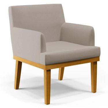 Imagem de Poltrona Decorativa Sala De Estar E Recepção Vitória W01 Linho Bege - Mpozenato