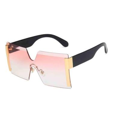 Imagem de Óculos de Sol Femininos Oversized Sem Aro, Modelo Monobloco, para Esportes ao Ar Livre, Corrida e Ciclismo, Preto e Rosa