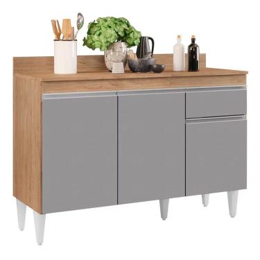 Imagem de Balcão 01 Gaveta Vick Castanho Cinza 120Cm