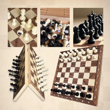 Imagem de Jogo Xadrez 3x1 Magnético Clássico Profissional Grande Luxo 39x39 Tabuleiro 100% Madeira Reflorestada Acabamento em Verniz Peças em Alto Acabamento em Resina Aesthetic