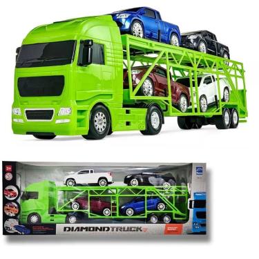 Imagem de Caminhão Cegonheira Diamond Truck C- 4 Pick Ups Grande 66cm Verde