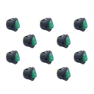 Imagem de Kit 10 Chave Gangorra Redonda Kcd1-106n VD Neon bivolt 3 pin - ATMX