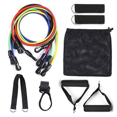 Imagem de 11pcs Conjunto de Bandas para Treino Fitness Exercício com Âncora Porta Cintas Tornozelo Alças Amortecidas e Sacolas Transporte Academia em Casa Viagens Treinamento Força Tonificação Muscular
