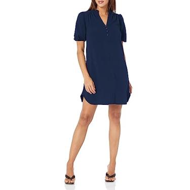 Imagem de London Times Vestido feminino casual de crepe para trabalho, Azul marinho, P