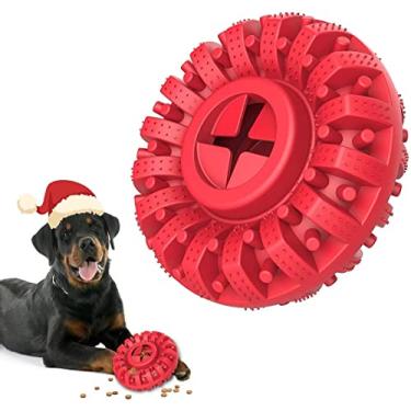 Imagem de Brinquedos para cães mordedores agressivos Dispenser de petiscos indestrutível borracha natural potentes Brinquedo mordida raças médias e grandes Divertido morder perseguir buscar