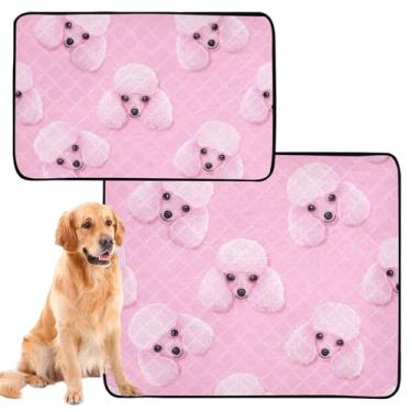 Imagem de TSENQUE Cute Pink Poodles tapetes reutilizáveis para animais de estimação almofadas laváveis para cães à prova d'água para gaiola de cachorro tapetes de parto absorventes fofos, pequeno x pacote com 3