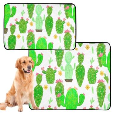 Imagem de Almofada de xixi para animais de estimação com suculenta flor rosa extragrande para cães à prova d'água tapete para gaiola de cachorro fofo absorvente de penico, médio + grande, conjunto de 2