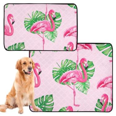 Imagem de Almofada de xixi rosa flamingo tropical macio pastel reutilizável para gatos, almofadas de xixi para cães, lavável à prova d'água, tapete de cachorro fofo, absorvente para filhotes, médio + grande