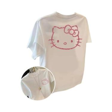 Imagem de Camiseta Feminina Hello Kitty De Gola Redonda E Manga Curta, Top Casua