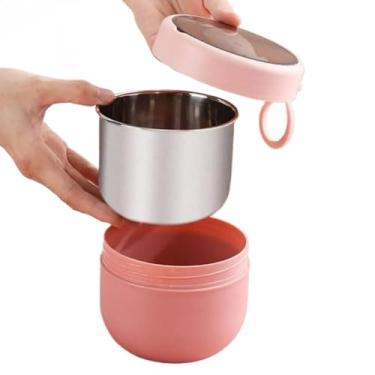 Imagem de Marmita Lancheira Térmica com Colher 600ml Pote Infantil de 304 Aço inox para lanche Sopas e Caldos (Rosa)