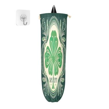 Imagem de Banner do Dia de São Patrício com dispensador de recipiente de saco plástico de trevo, suporte de saco de plástico, suporte de saco plástico de cozinha