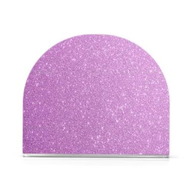 Imagem de Porta-guardanapos de acrílico com glitter roxo lavanda, suporte de guardanapo moderno em forma de U, suporte de guardanapo vertical